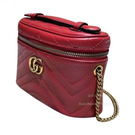 Gucci GG Marmont Mini Top Handle Bag in Red Matelasse Leather 699515