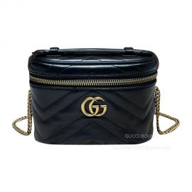 Gucci GG Marmont Mini Top Handle Bag in Black Matelasse Leather 699515