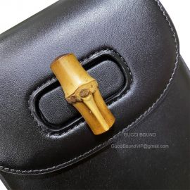 Gucci Love Parade Bamboo Mini Shoulder Top Handle Handbag in Black Leather 702106