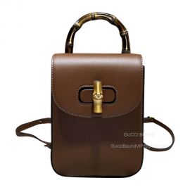 Gucci Bamboo Mini Handbag Top Handle Bag in Brown Leather 702106