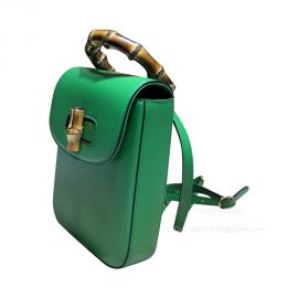 Gucci Bamboo Mini Handbag Top Handle Bag in Green Leather 702106