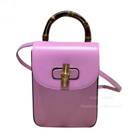 Gucci Bamboo Mini Handbag Top Handle Bag in Pink Leather 702106