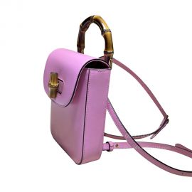Gucci Bamboo Mini Handbag Top Handle Bag in Pink Leather 702106