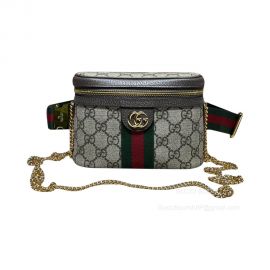 Gucci Ophidia Belt Bag with Web in Beige and Ebony GG Supreme Canvas 699765