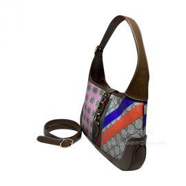 Gucci Jackie 1961 Small Hobo Shoulder Bag with Geometric Print in Beige and Ebony GG Supreme Canvas 636706