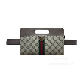 Gucci Ophidia Belt Bag in Beige and Ebony GG Supreme Canvas 704196