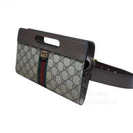 Gucci Ophidia Belt Bag in Beige and Ebony GG Supreme Canvas 704196