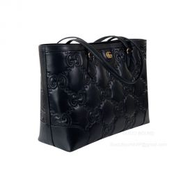 Gucci Ophidia GG Medium Shopping Tote Bag in Black GG Embossed Leather 631685