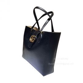 Gucci Small Tote Bag with Double G in Black Leather 652680