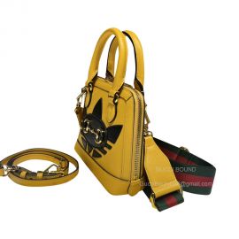 Gucci x Adidas Horsebit 1955 Mini Yellow Leather Bag with Trefoil Print 677212