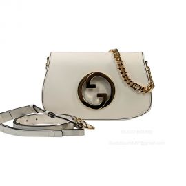 Gucci Love Parade Blondie Chain Shoulder Bag with Round Interlocking G in White Leather 699268