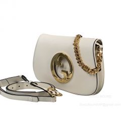 Gucci Love Parade Blondie Chain Shoulder Bag with Round Interlocking G in White Leather 699268