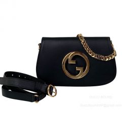 Gucci Love Parade Blondie Chain Shoulder Bag with Round Interlocking G in Black Leather 699268