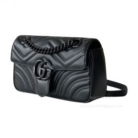 Gucci GG Marmont Matelasse Leather Mini Chain Flap Shoulder Bag in Black 446744