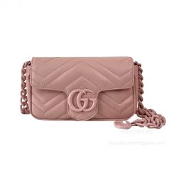 Gucci GG Marmont Belt Bag in Light Pink Chevron Matelasse Leather 699757