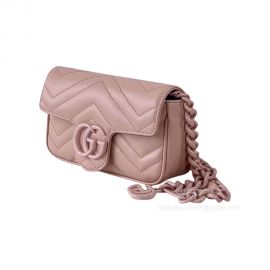 Gucci GG Marmont Belt Bag in Light Pink Chevron Matelasse Leather 699757