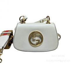 Gucci Blondie Mini Shoulder Bag with Round Interlocking G in White Leather 698643