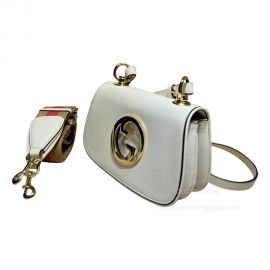 Gucci Blondie Mini Shoulder Bag with Round Interlocking G in White Leather 698643