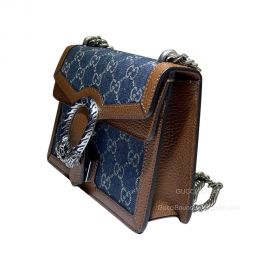 Gucci Dionysus Mini Chain Shoulder Bag in Dark Blue and Ivory Eco Washed Organic GG Jacquard Denim 421970