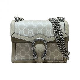 Gucci Dionysus Mini Chain Shoulder Bag in Beige and White GG Supreme Canvas 421970