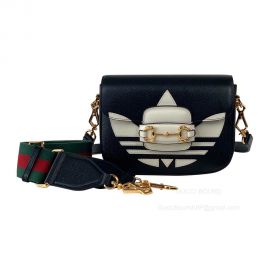 Gucci x Adidas Horsebit 1955 Mini Black Leather Crossbody Bag 658574