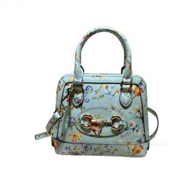 Gucci Horsebit 1955 Carnation Print Mini Top Handle Bag in Blue 640716