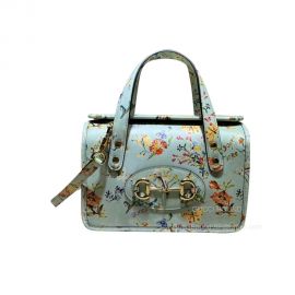 Gucci Horsebit 1955 Carnation Print Mini Top Handle Bag in Blue 645453