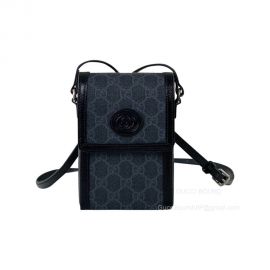 Gucci Horsebit 1955 Mini Crossbody Bag in Black GG Supreme Canvas 625615