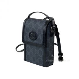 Gucci Horsebit 1955 Mini Crossbody Bag in Black GG Supreme Canvas 625615