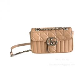 Gucci GG Marmont Mini Shoulder Bag in Rose Beige Matelasse Leather 446744