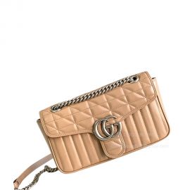Gucci GG Marmont Small Shoulder Bag in Rose Beige Matelasse Leather 443497