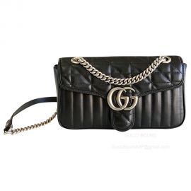 Gucci GG Marmont Small Shoulder Bag in Black Matelasse Leather 443497