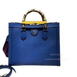 Gucci Diana Medium Tote Shoulder Bag with Bamboo in Blue Leather 678842