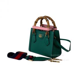 Gucci Diana Mini Tote Shoulder Bag with Bamboo in Green Leather 702732