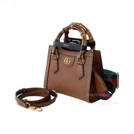 Gucci Diana Mini Tote Shoulder Bag with Bamboo in Brown Leather 702732