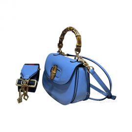 Gucci Bamboo 1947 Mini Top Handle Bag in Light Blue Leather 686864