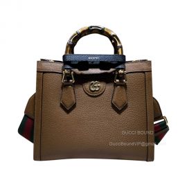 Gucci Diana Small Tote Bag with Bamboo in Brown Leather 702721