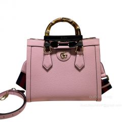 Gucci Diana Small Tote Bag with Bamboo in Pink Leather 702721