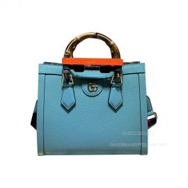 Gucci Diana Small Tote Bag with Bamboo in Light Blue Leather 702721