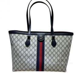 Gucci Ophidia Medium GG Shopping Tote Bag in Black GG Supreme Canvas 631685