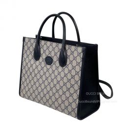 Gucci GG Small Tote Shoulder Bag with Interlocking G in Black GG Supreme Canvas 659983