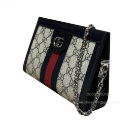 Gucci Ophidia Mini Chain Shoulder Bag in Blue and Ebony GG Supreme Canvas 602676