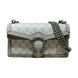 Gucci Dionysus Small GG Chain Shoulder Bag in Beige and White GG Supreme Canvas 499623