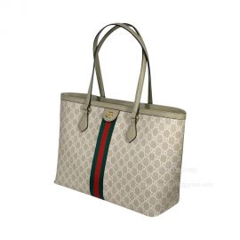 Gucci Ophidia Medium GG Shopping Tote Bag in Beige and White GG Supreme Canvas 631685