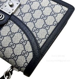 Gucci Ophidia Small Shoulder Bag with Top Handle in Beige and Blue GG Supreme Canvas 651055