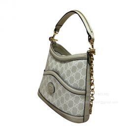 Gucci Large GG Hobo Shoulder Bag with Interlocking G in Beige and White GG Supreme Canvas 696011