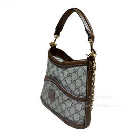 Gucci Large GG Hobo Shoulder Bag with Interlocking G in Beige and Ebony GG Supreme Canvas 696011