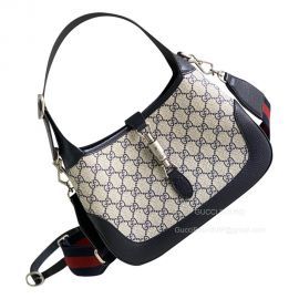 Gucci Jackie 1961 Small Hobo Shoulder Bag in Beige and Blue GG Canvas 678843