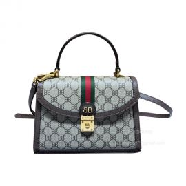 Gucci x Balenciaga The Hacker Project Small Top Handle Shoulder Bag in Beige Canvas Jacquard 680119