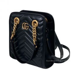 Gucci GG Marmont Matelasse Leather Mini Crossbody Bag in Black 696123